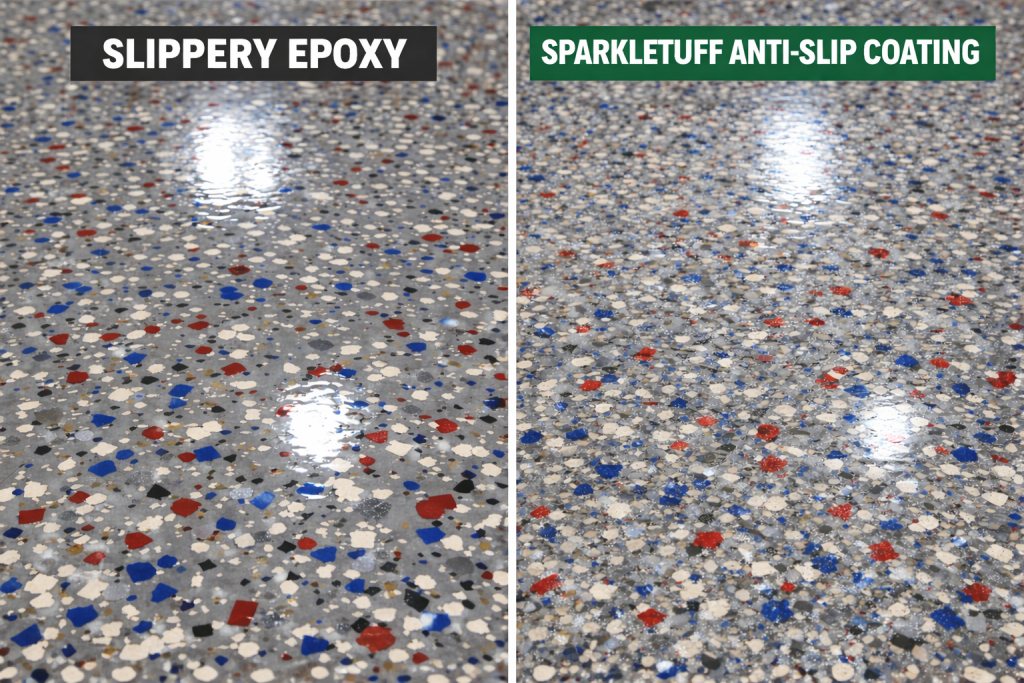 SparkleTuff Anti-Slip Slippery Epoxy and Slippery Polyaspartic Fix