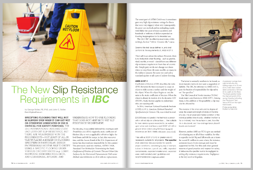 Construction Specifier magaize article - slip and fall