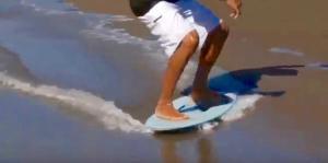Skimboarder on surface with good DCOF rating