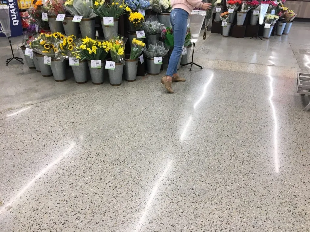 polished concrete surfaces in a supermarket