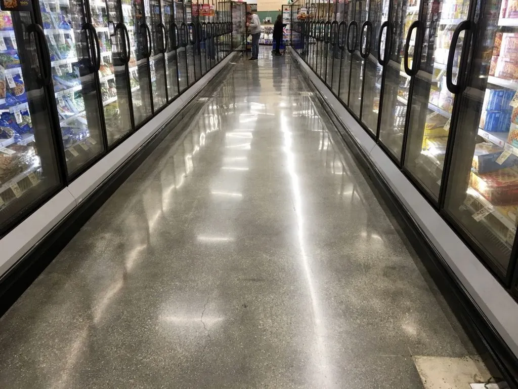 polished concrete floor in a supermarket