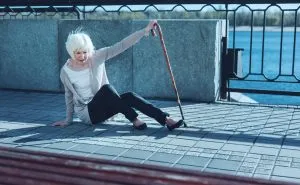 Older lady suffering from slip and fall