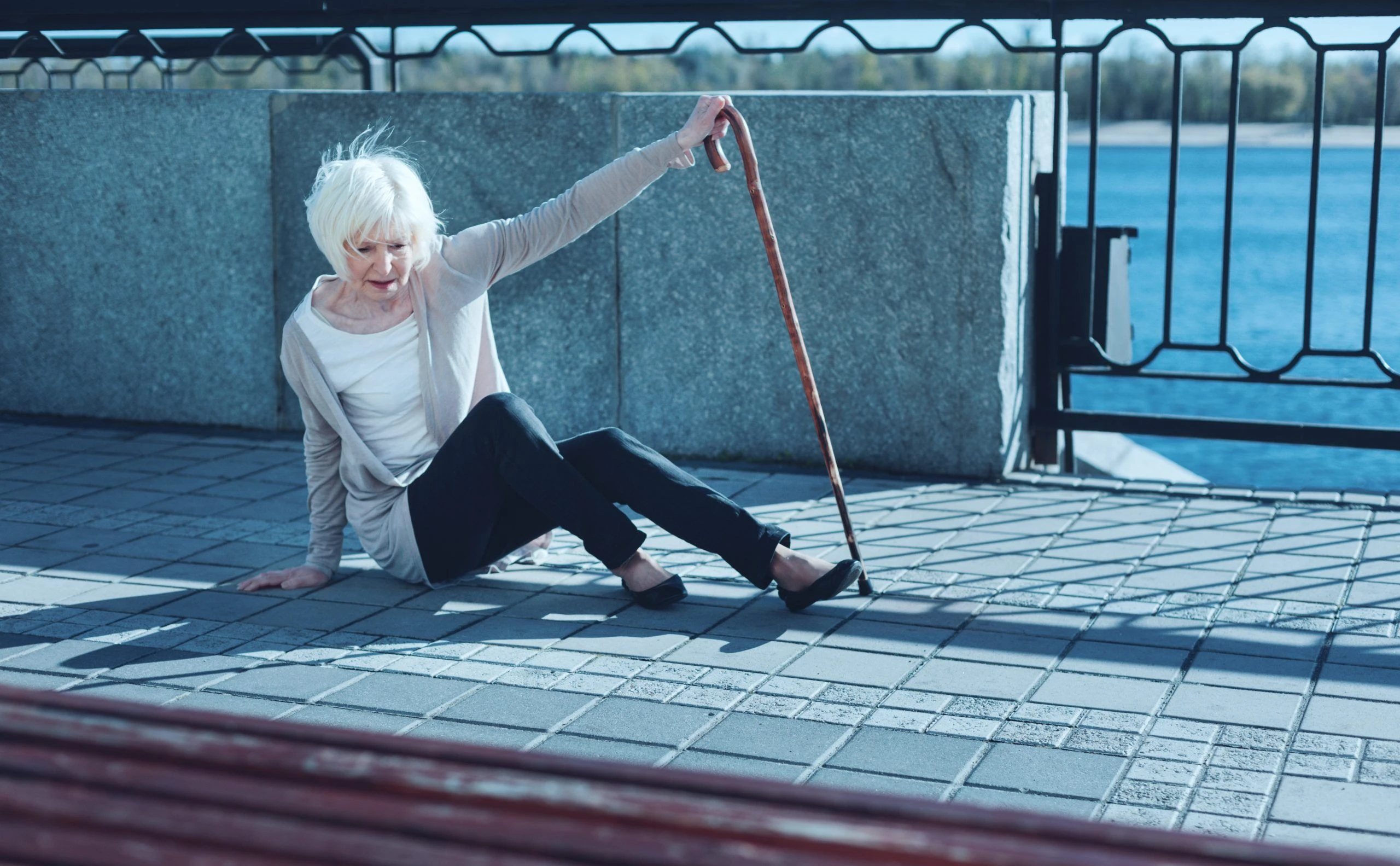 Older lady suffering from slip and fall
