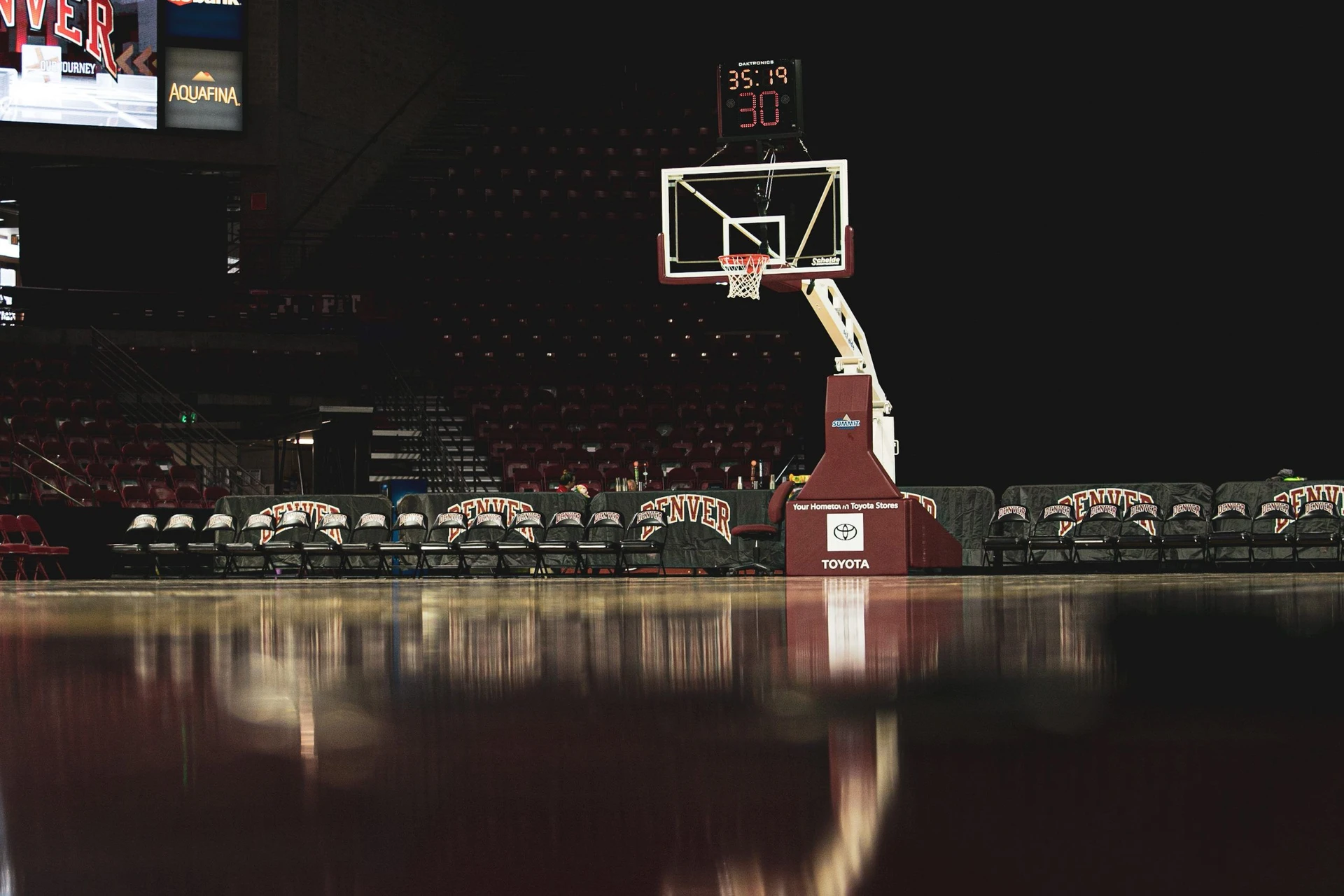Polished floors like basketball courts are slippery when wet
