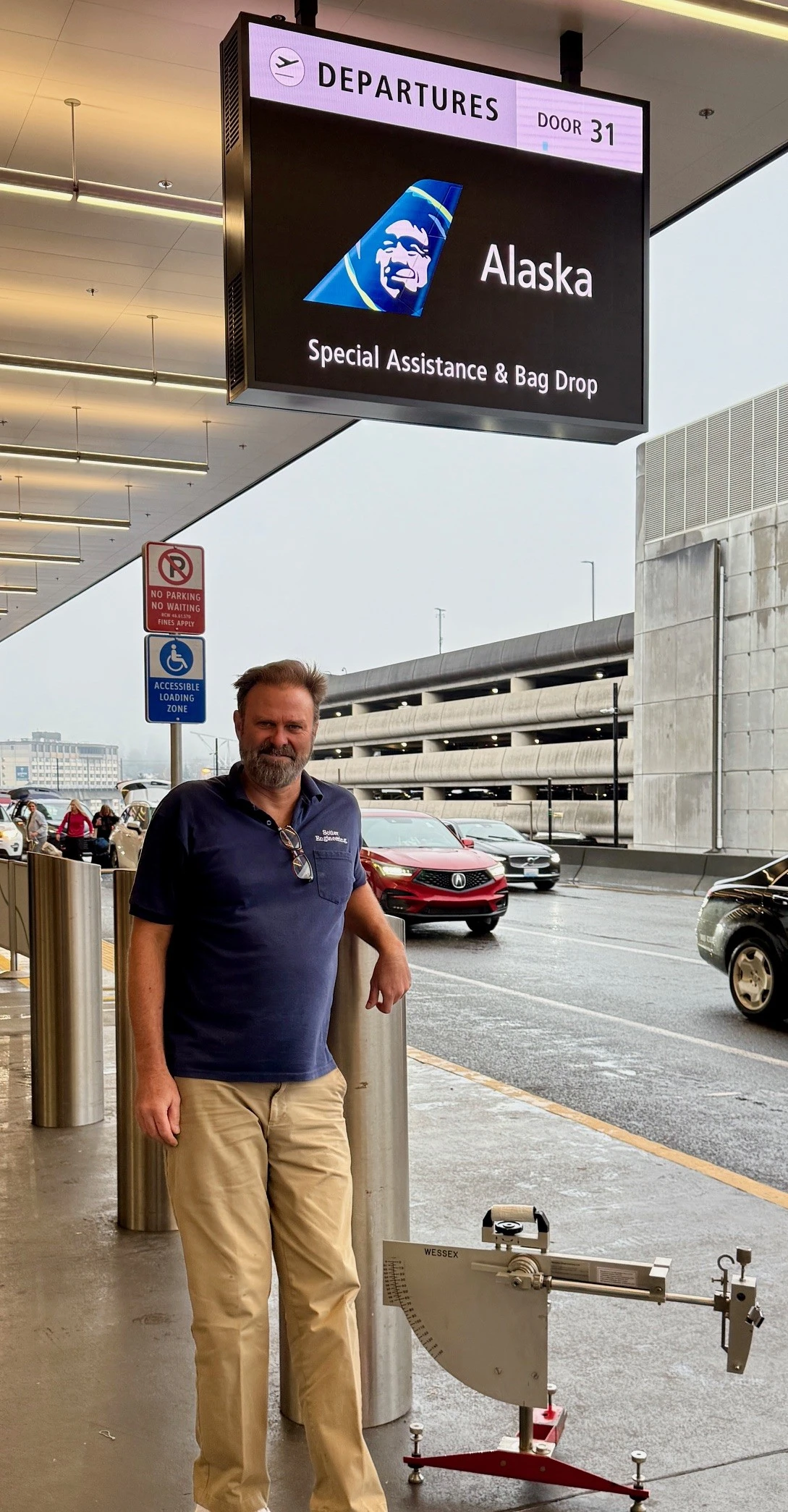 pendulum DCOF safety testing at an airport entrance