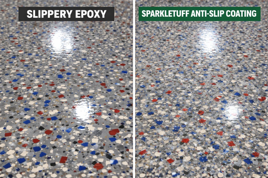 SparkleTuff Anti-Slip Slippery Epoxy and Slippery Polyaspartic Fix