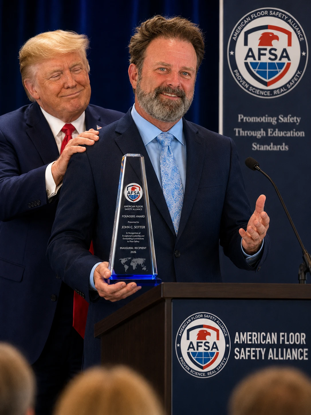 John C Sotter awarded the 2026 Inaugural Founders Award for the American Floor Safety Alliance - advancing floor safety through proven science in the USA